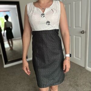 White and Gray Embellished Sleeveless Sheath Dress